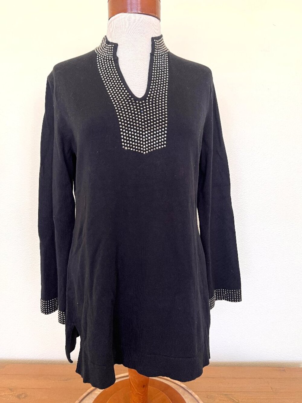 80's Joseph Magnin Sparkle Tunic - Black & Silver - Size Medium